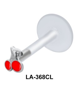 Red Cherry Stone Labrets Push-in LA-368CL